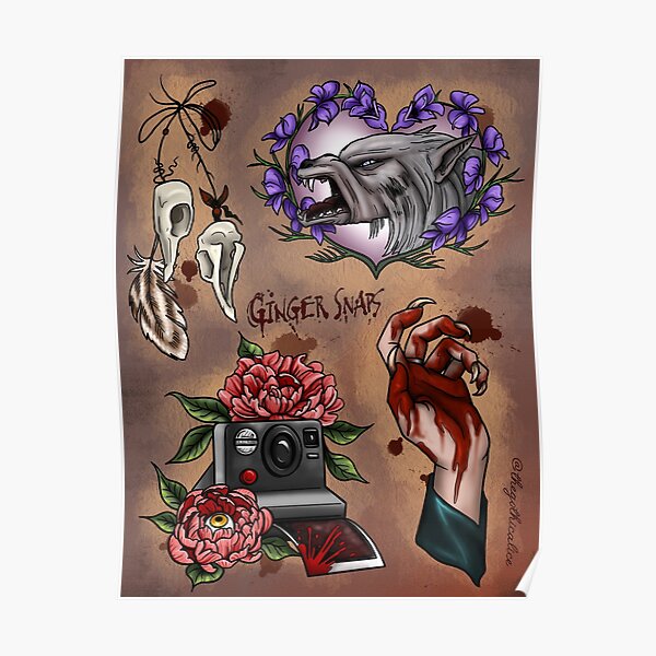 "Ginger Snaps Tattoo Flash" Poster for Sale by thegothicalice Redbubble