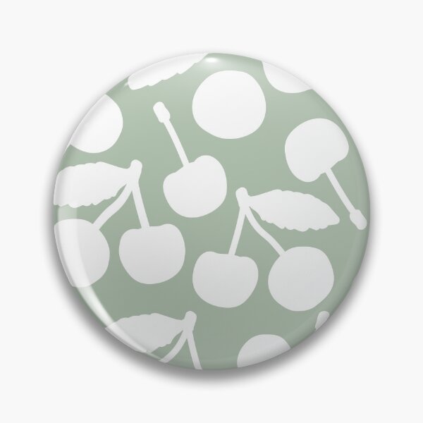Item preview, Green summer seamless pattern. Vector cute cartoon isolated hand drawn white silhouette cherry designed and sold by essskina.