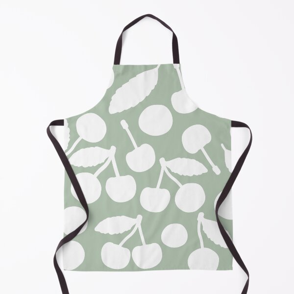 Item preview, Green summer seamless pattern. Vector cute cartoon isolated hand drawn white silhouette cherry designed and sold by essskina.