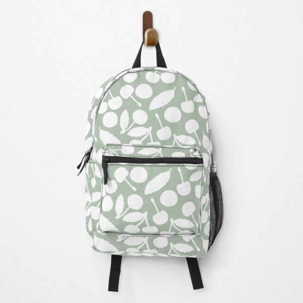 Item preview, Green summer seamless pattern. Vector cute cartoon isolated hand drawn white silhouette cherry designed and sold by essskina.