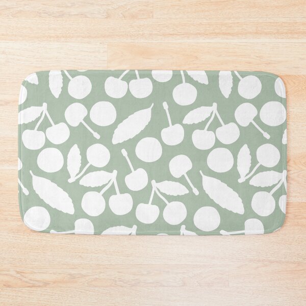 Item preview, Green summer seamless pattern. Vector cute cartoon isolated hand drawn white silhouette cherry designed and sold by essskina.