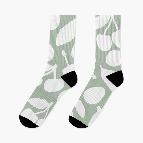 Item preview, Green summer seamless pattern. Vector cute cartoon isolated hand drawn white silhouette cherry designed and sold by essskina.