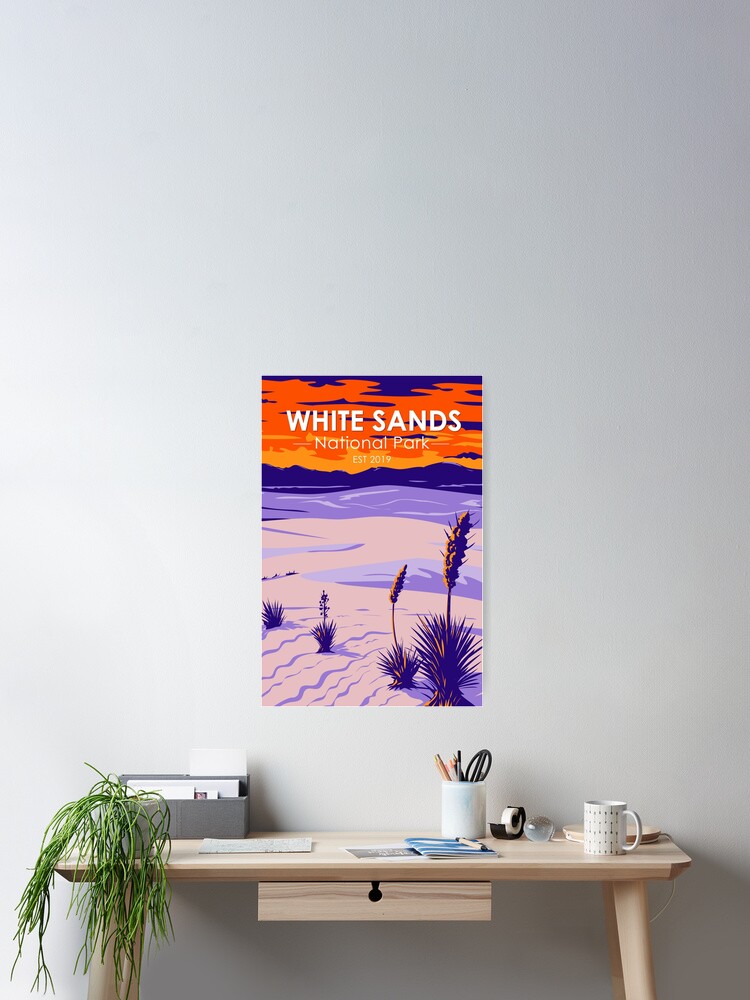 Thumbnail 2 of 3, Poster, White Sands National Park New Mexico Vintage designed and sold by KrisSidDesigns.