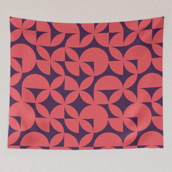 Item preview, Abstract Purple Circles Modern Mid Century Geometric Pattern Scandinavian Rustic Interior designed and sold by BONBcreative.