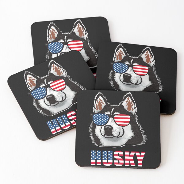Item preview, Siberian Husky Wearing Sunglasses Red White and Blue Retro Patriotic Vintage American Flag designed and sold by PrettyLittlePic.