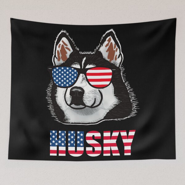 Item preview, Siberian Husky Wearing Sunglasses Red White and Blue Retro Patriotic Vintage American Flag designed and sold by PrettyLittlePic.