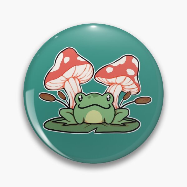 Item preview, Frog on a Lily Pad with Mushrooms and Cattails  designed and sold by TechnoWoofArt.