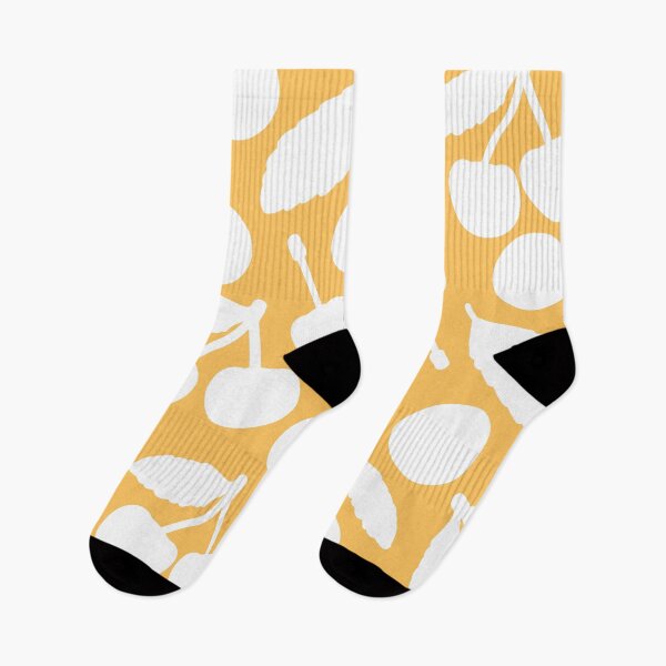 Item preview, Yellow summer seamless pattern. Vector cute cartoon isolated hand drawn white silhouette cherry designed and sold by essskina.