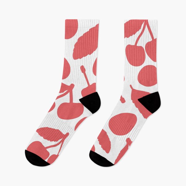 Item preview, Red summer seamless pattern. Vector cute cartoon isolated hand drawn white silhouette cherry designed and sold by essskina.