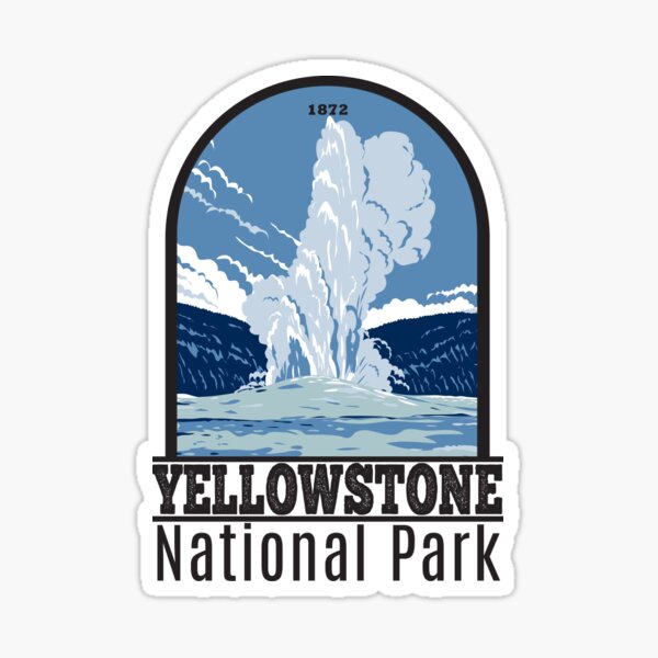 Vintage  1950's style  Yellowstone National Park MT  Montana round    retro  travel decal  sticker state map