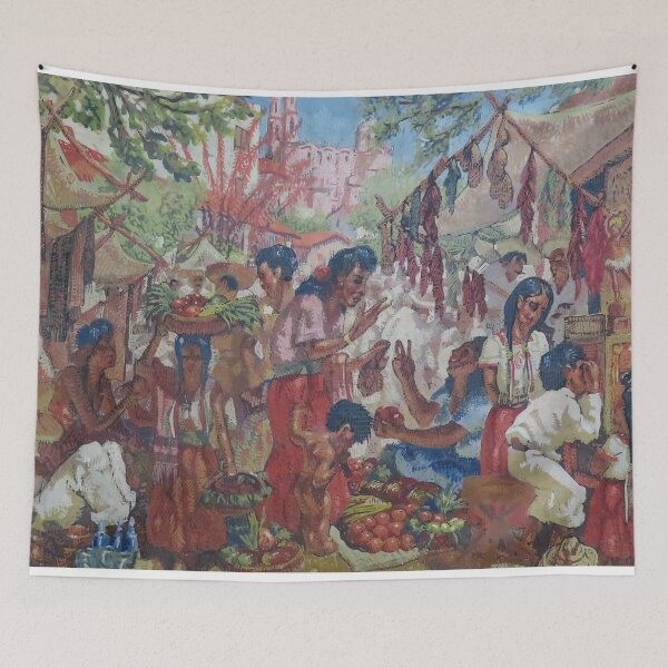 Item preview, Mexican Street Scene by Mahlon Blaine 1894-1969 designed and sold by Hedrin.