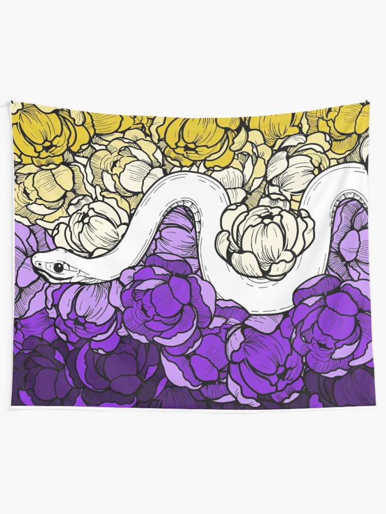 Tela decorativa «Jardín de peonías amarillas y moradas» de izzychar |  Redbubble