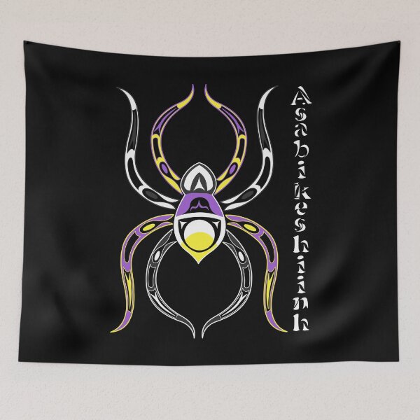 Item preview, Asabikeshiinh (spider) Non-Binary Pride designed and sold by KendraHowland.