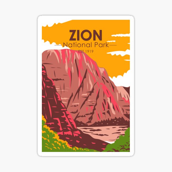 Vista previa del artículo con la obra «Parque Nacional Zion Utah Vintage», diseñado y vendido por KrisSidDesigns.