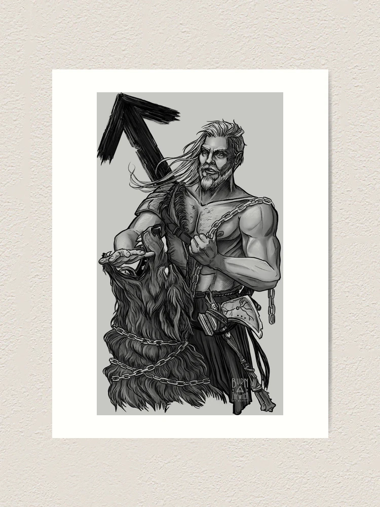 Tyr, Norse God of War, Law and Justice - Red and Black Art Board