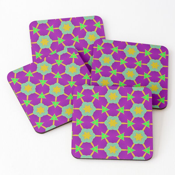 Item preview, Triangle Entangle in Purple, Green and Yellow  - Repeat Pattern designed and sold by LaRoach Digital Arts.