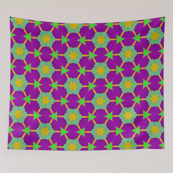 Item preview, Triangle Entangle in Purple, Green and Yellow  - Repeat Pattern designed and sold by LaRoach Digital Arts.
