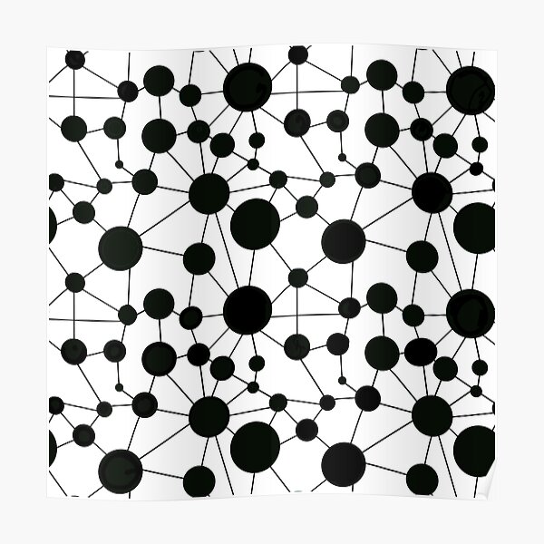Making Connections Polka Dots and Lines - black and white Poster