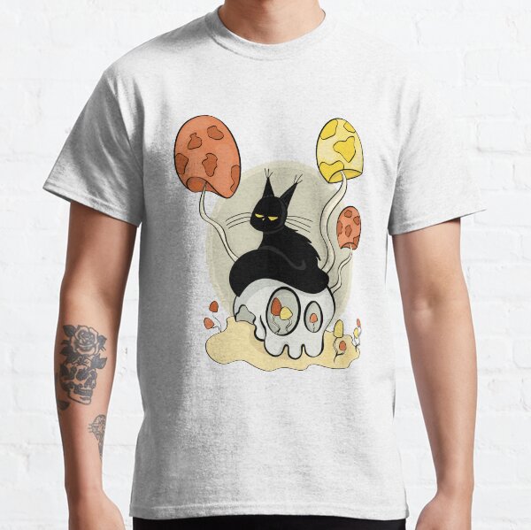 Black cat on a skull Classic T-Shirt
