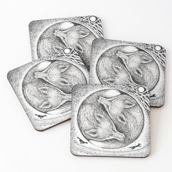 Item preview, Foxes of Spring - Hand-drawn Yin yang nature design designed and sold by John Dewar.