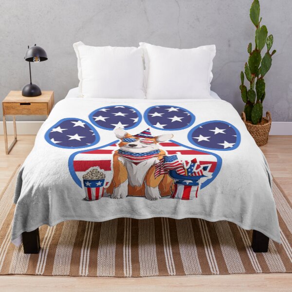 Item preview, Cute Welsh corgi fluffy Pembroke dog, Fourth of July With Dog, Corgi, 4th of july designed and sold by graphic-genie.
