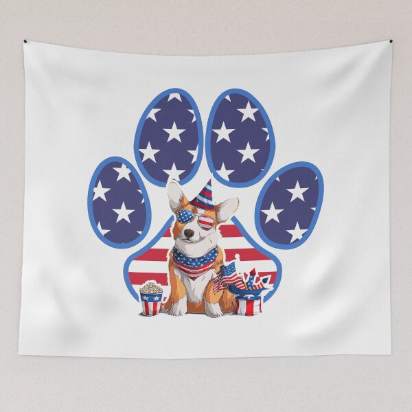 Item preview, Cute Welsh corgi fluffy Pembroke dog, Fourth of July With Dog, Corgi, 4th of july designed and sold by graphic-genie.
