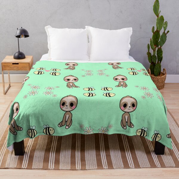 Item preview, Baby sloth with daisies and bees  designed and sold by RenThings.