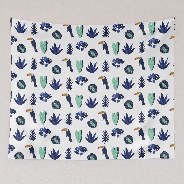Item preview, Navy floral with toucans - cute designed and sold by MotherOfBears.