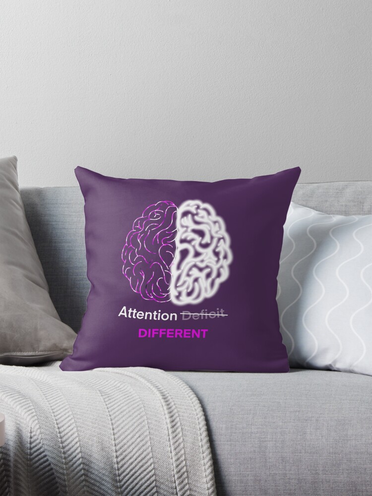 Thumbnail 1 of 4, Pillow, Attention different - Adhd brain designed and sold by Fatamimosh.