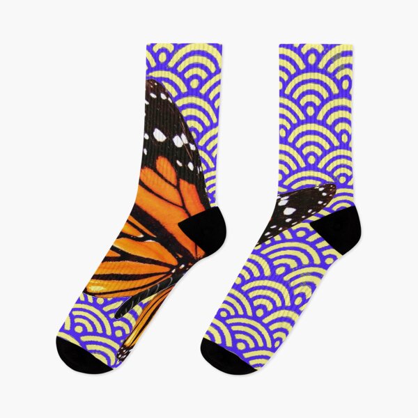 Item preview, ORANGE MONARCH BUTTERFLY PURPLE PATTERN ABSTRACT ART designed and sold by sharlesart.