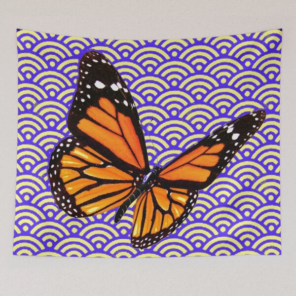 Item preview, ORANGE MONARCH BUTTERFLY PURPLE PATTERN ABSTRACT ART designed and sold by sharlesart.