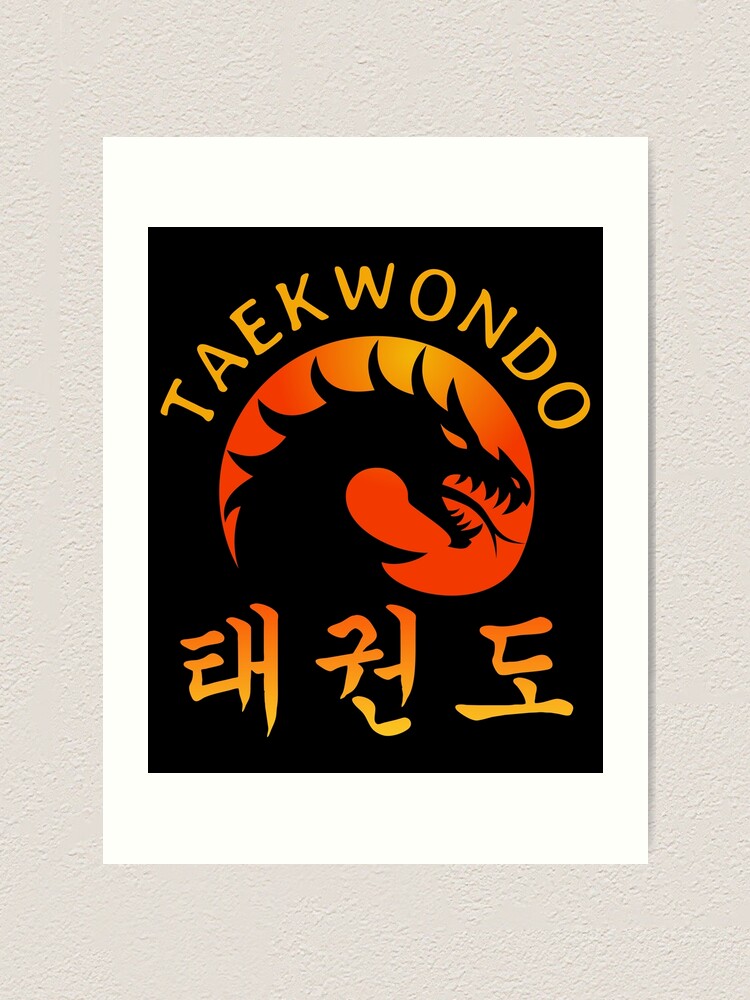 "Taekwondo Fire Dragon Circle with Korean Symbols" Art Print for Sale