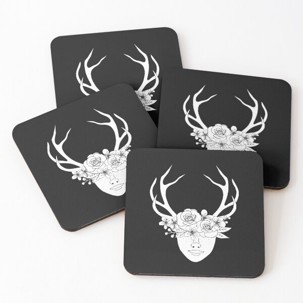 Item preview, Black and White Deer Head, Plant Lover, Linework, Colouring Book designed and sold by 10pmCreations.