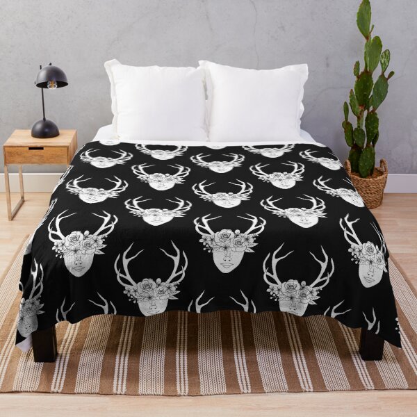 Item preview, Black and White Deer Head, Plant Lover, Linework, Colouring Book designed and sold by 10pmCreations.