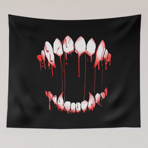 Item preview, Monster open mouth teeth with red blood dripping designed and sold by mirrorimages.