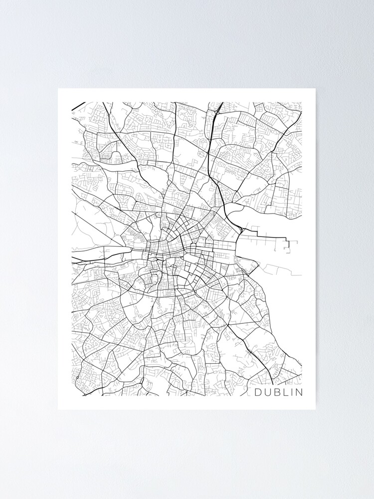"Dublin Map, Ireland Black and White" Poster for Sale by