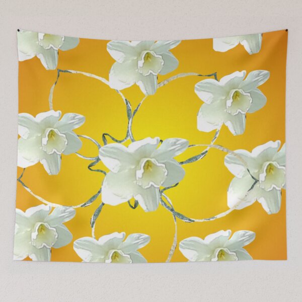 Item preview, Floral-White Daffodils on Yellow and Orange designed and sold by MulesParty.