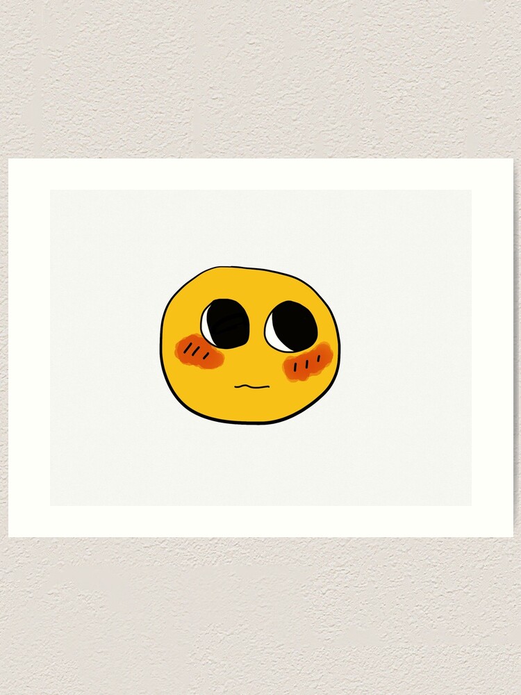 Blushing hand drawn emoji\