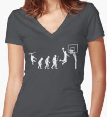 Basketball Evolution Funny T Shirt Women's Fitted V-Neck T-Shirt