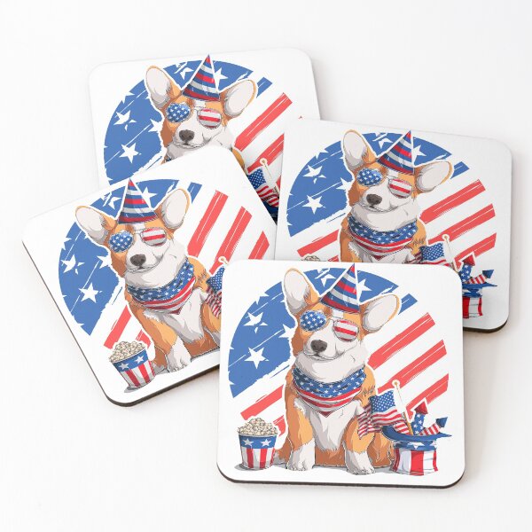 Item preview, Cute Welsh corgi fluffy Pembroke dog, Fourth of July With Dog, Corgi, 4th of july designed and sold by graphic-genie.