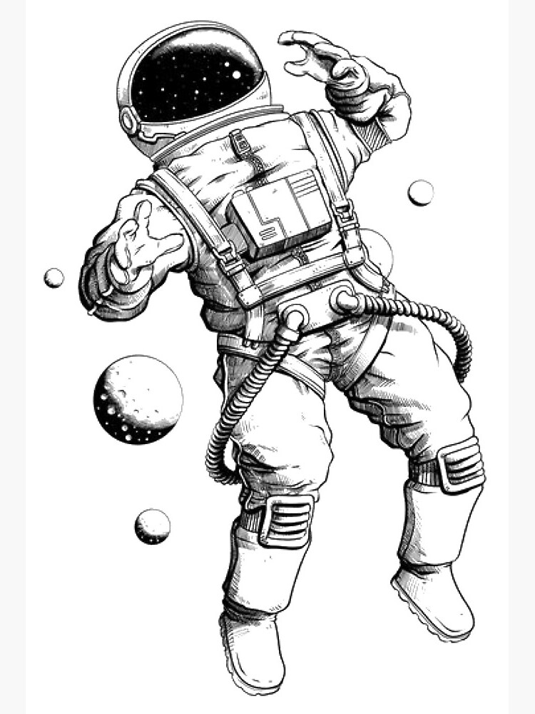 Lámina rígida «Dibujo De Astronauta» de Jasscoff | Redbubble
