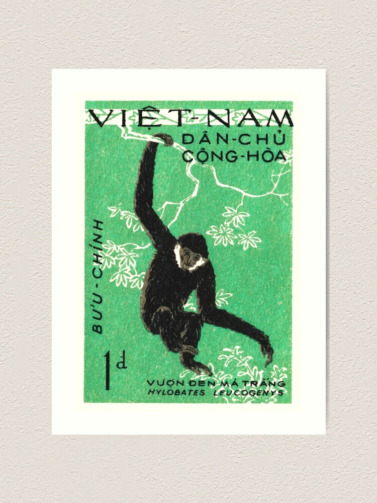 Alternate view of 1961 Vietnam Gibbon Postage Stamp Art Print