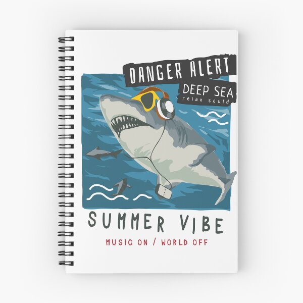Item preview, Danger Alert Slogan with Cartoon Shark Headphone Sunglasses Illustration designed and sold by Peekonet.