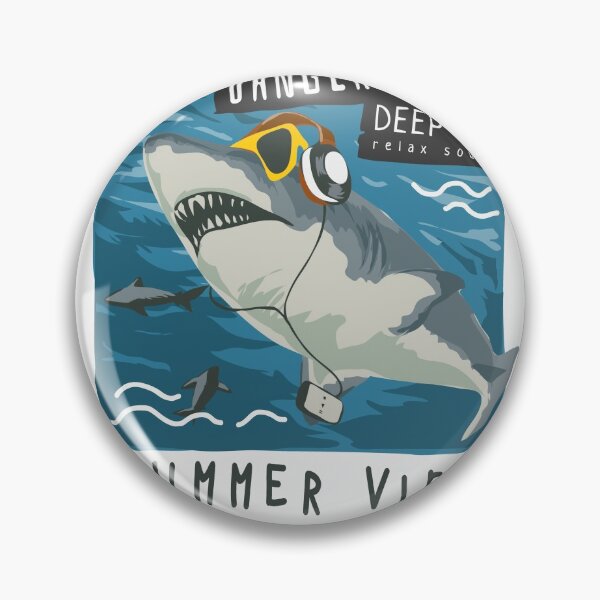 Item preview, Danger Alert Slogan with Cartoon Shark Headphone Sunglasses Illustration designed and sold by Peekonet.