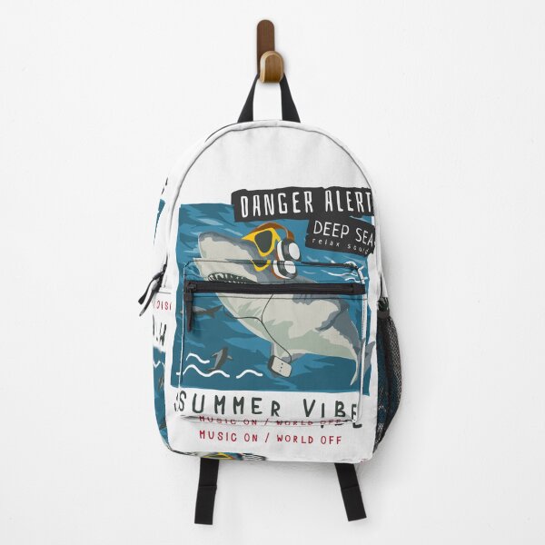 Item preview, Danger Alert Slogan with Cartoon Shark Headphone Sunglasses Illustration designed and sold by Peekonet.