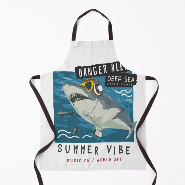 Item preview, Danger Alert Slogan with Cartoon Shark Headphone Sunglasses Illustration designed and sold by Peekonet.