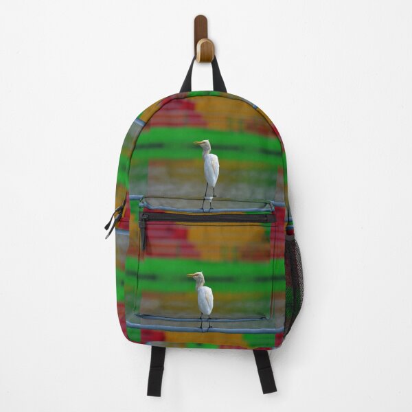 Item preview, Enjoy the moment! A single white crane/egret against colorful background designed and sold by VeenaNair23.
