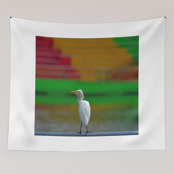 Item preview, Enjoy the moment! A single white crane/egret against colorful background designed and sold by VeenaNair23.