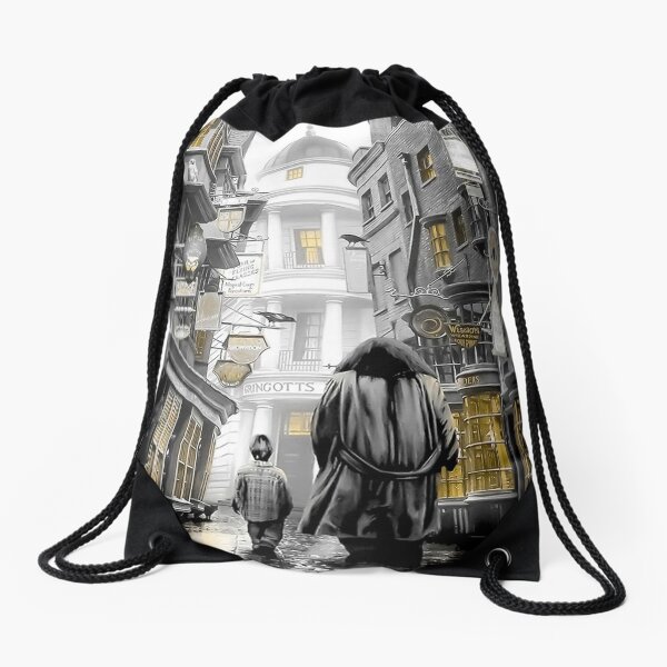 Harry diagon alley road Drawstring Bag