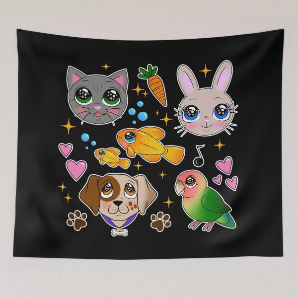 Item preview, Sparkly Eyed Pets Pattern - Dark designed and sold by FizzyVee.